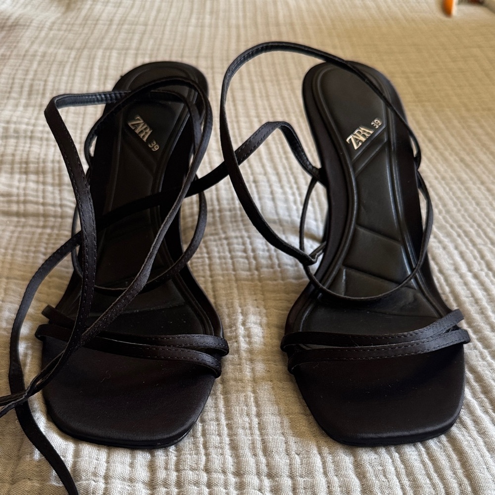 Zara Elegant Black Strappy Heels